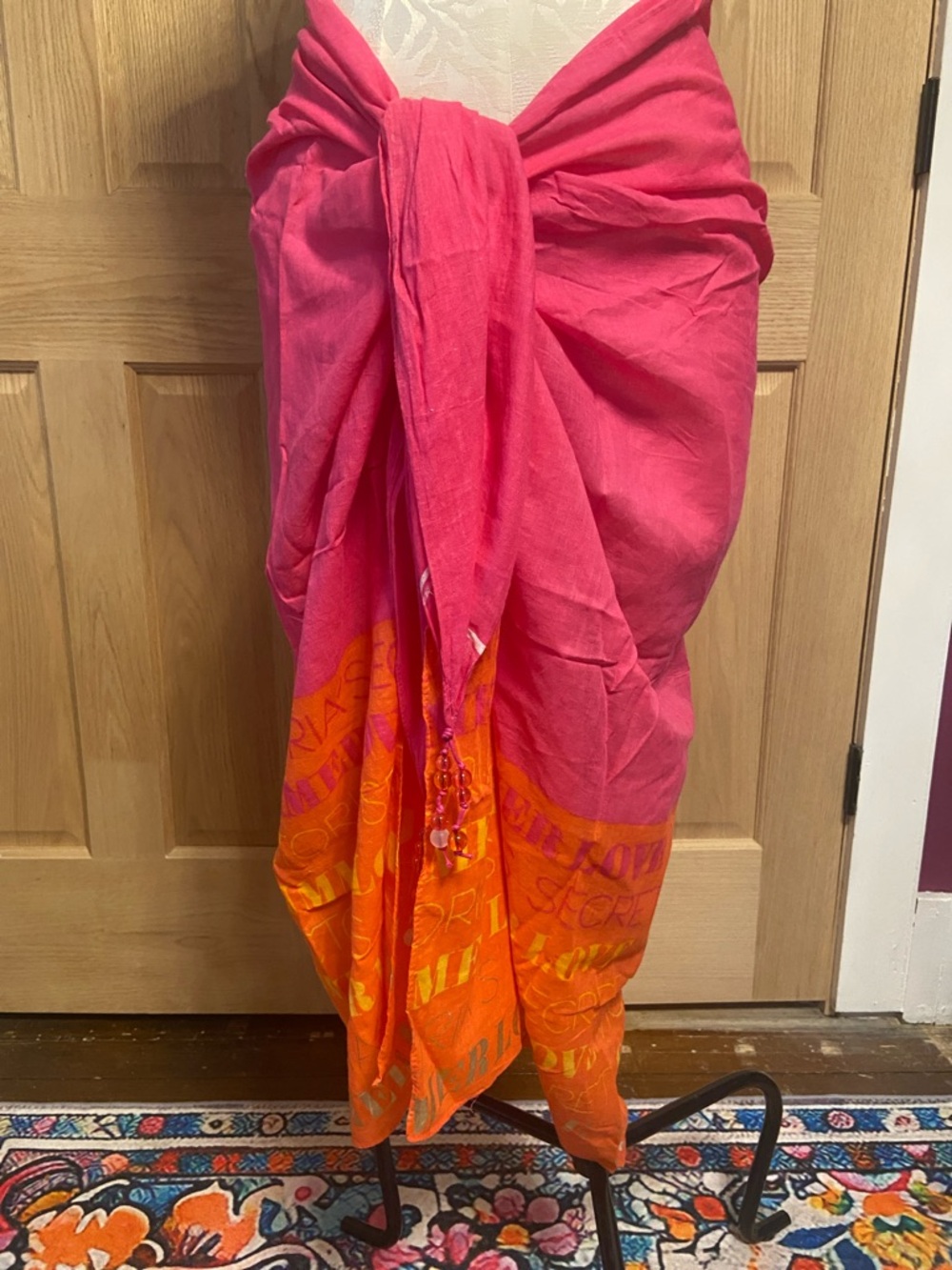 Victoria's Secret Hot Pink and Orange Tie Sarong